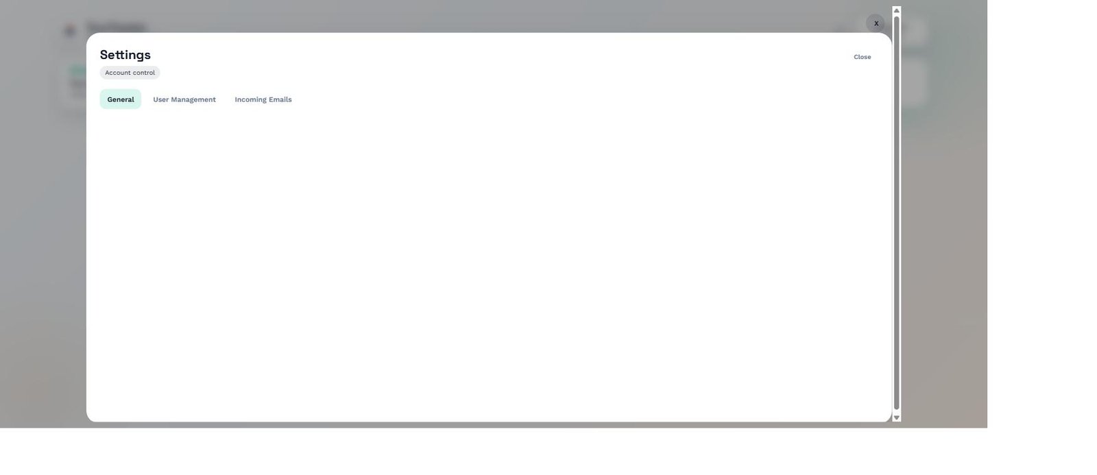 Settings General tab